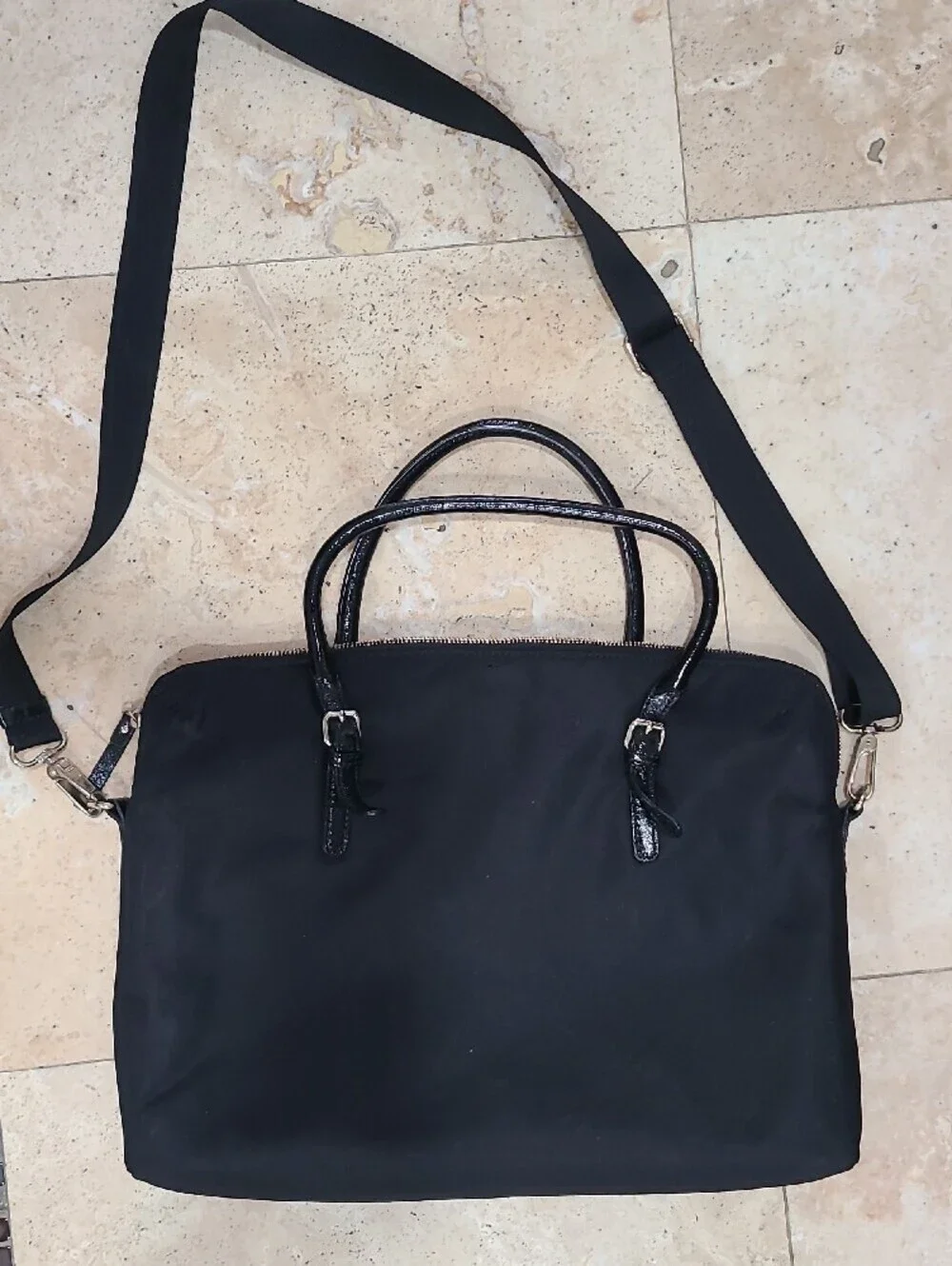 kate spade Black Nylon Laptop Briefcase with Gold Hardware